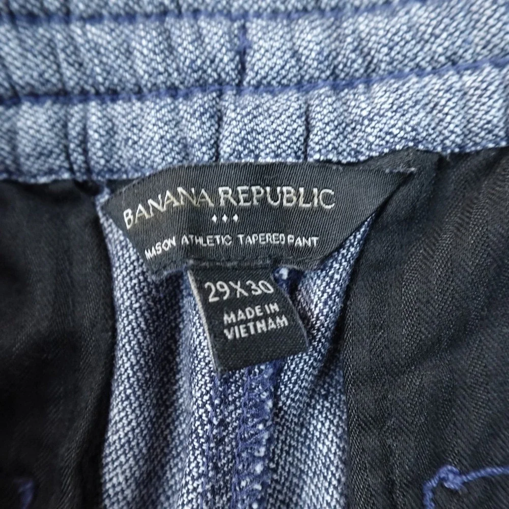 Banana Republic Pants Mens 29X30 Blue Linen Mason Athletic Tapered Chambray Flex